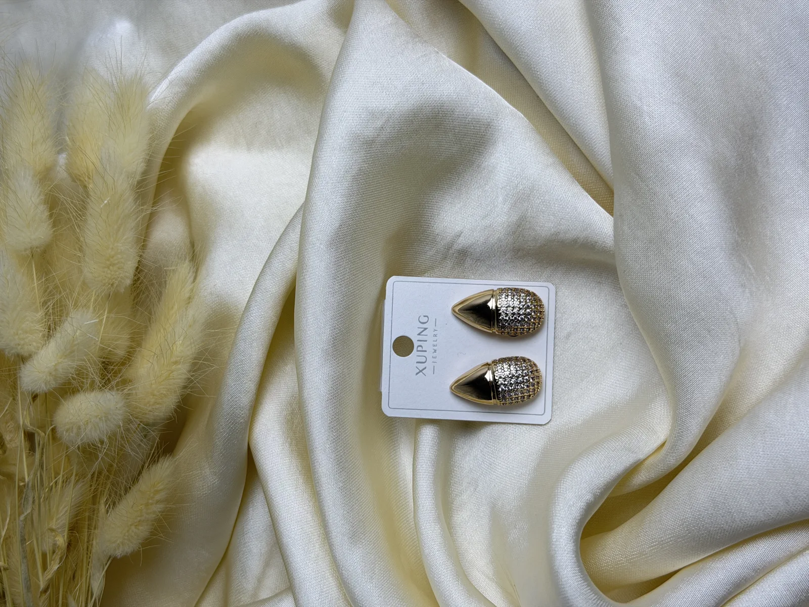 Damla Detaylı Taşlı Çelik Küpe Rose Gold