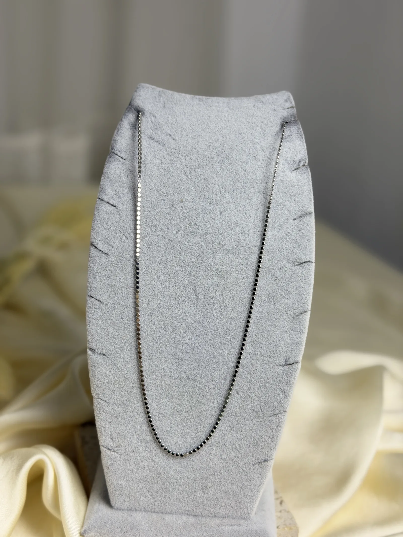 Mini Ezme Zincir Model Silver Çelik Kolye (60cm)