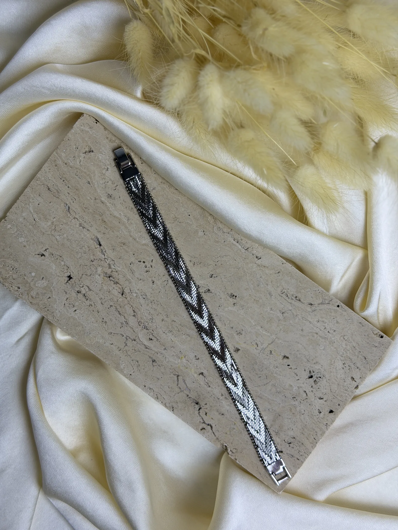Silver Hasır Model Yeni Trend Bileklik