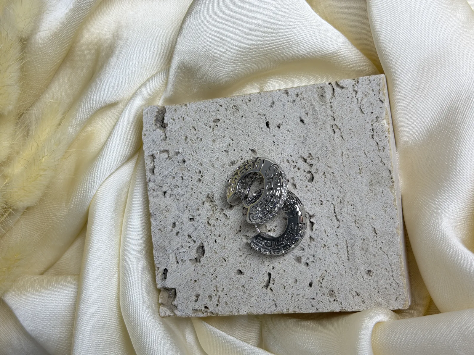 Silver Xuping Taşlı Kalın Halka Küpe