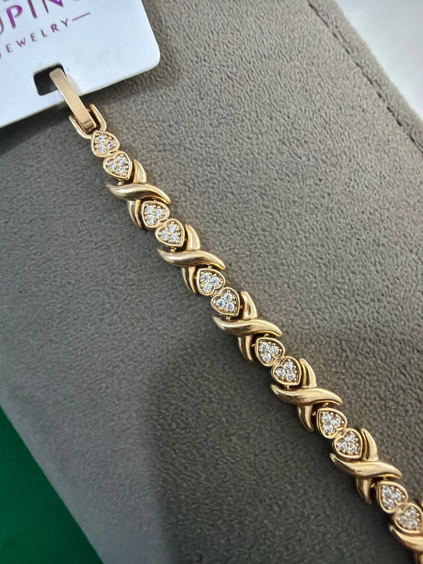 Xupıng Rose Gold Küçük İçi Taş ve Kalp Detaylı Bileklik