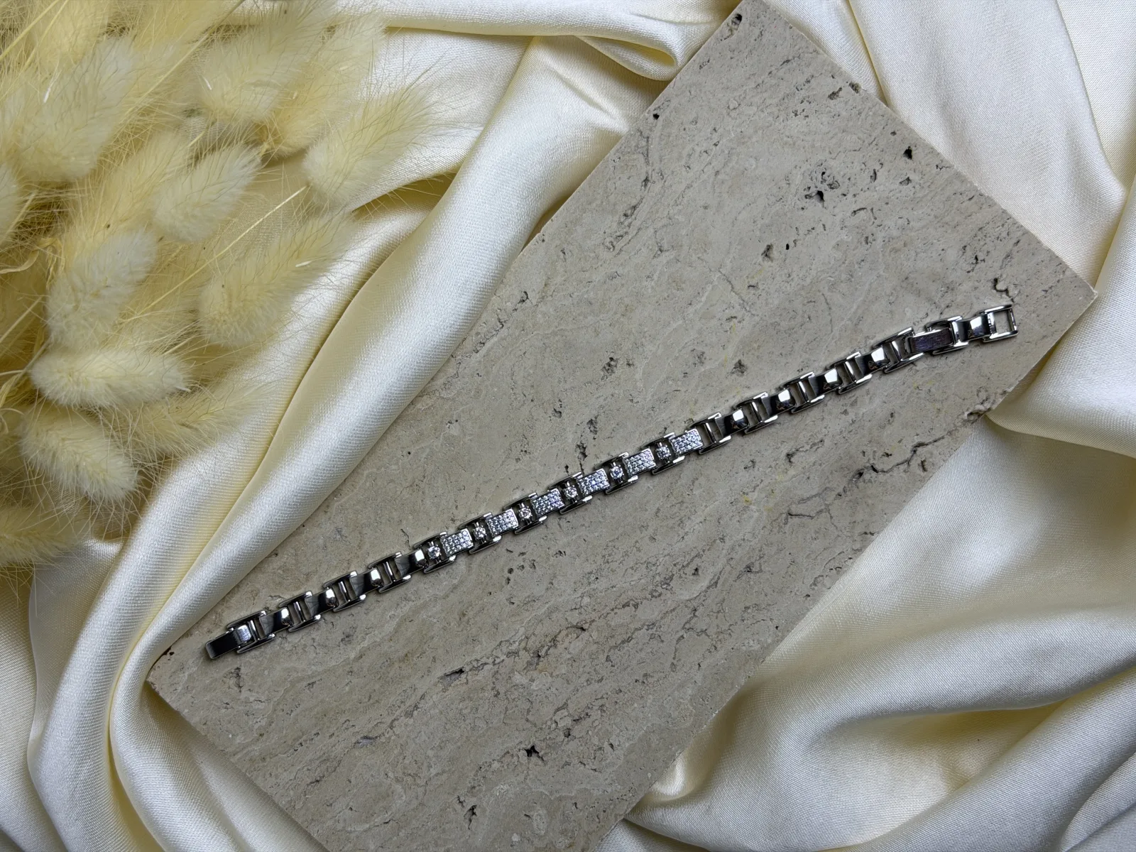 Xupıng Silver Kare Çizgi Detaylı Bileklik